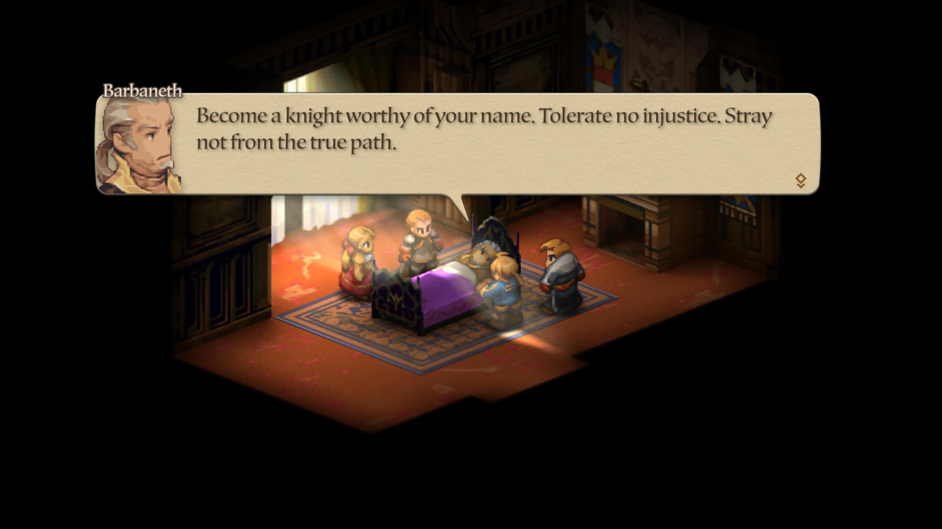 Barbaneth speaks on his deathbed in Final Fantasy Tactics: The Ivalice Chronicles