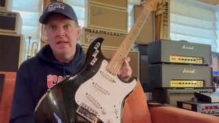 Joe Bonamassa with the first black Stratocaster ever made