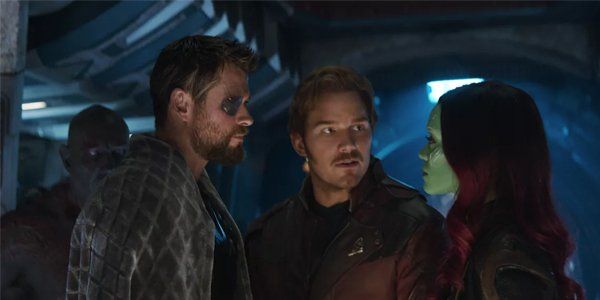 Thor Star Lord and Gamora in Avengers Infinity War