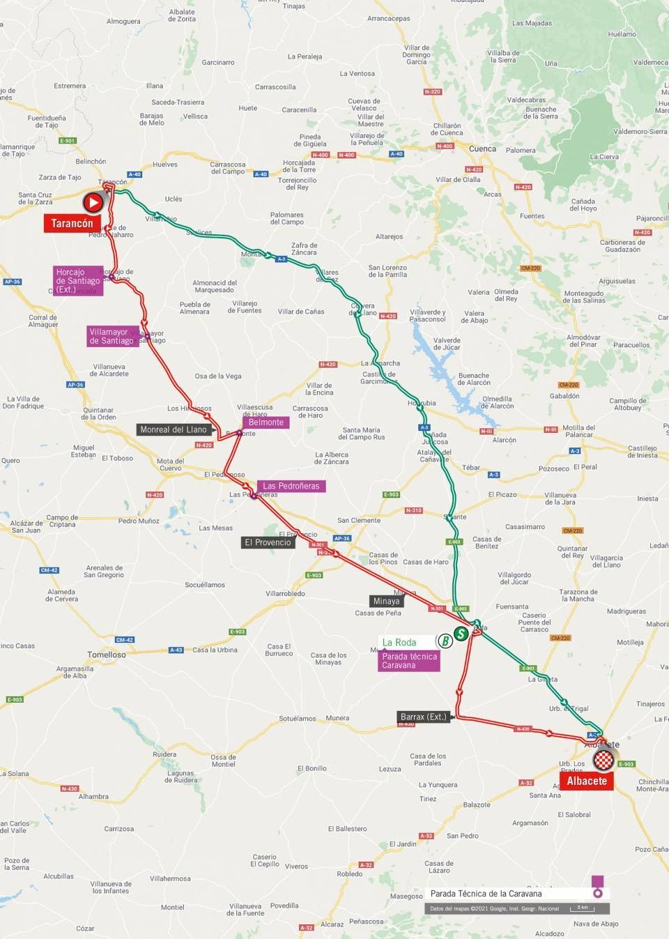 Stage 5 map for 2021 Vuelta a Espa&ntilde;a