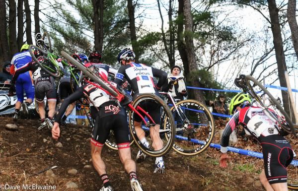 A group of seven stayed together for much of the race