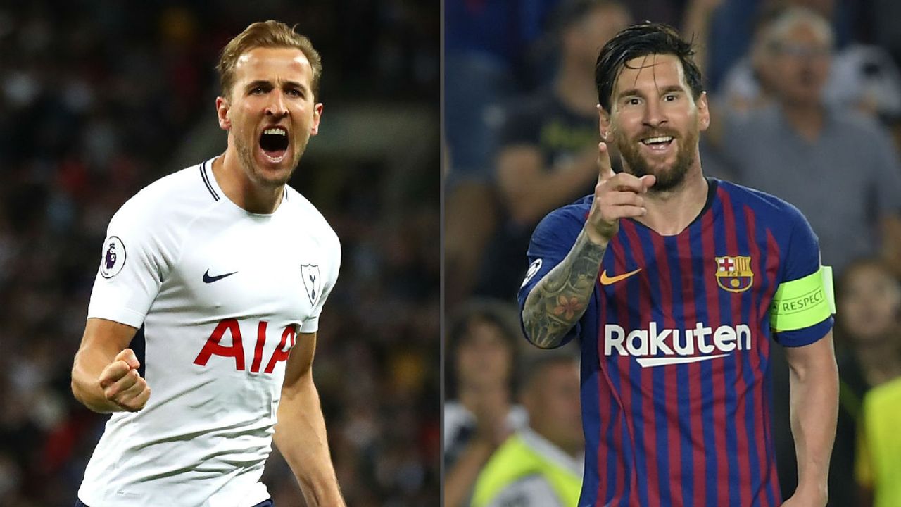 Harry Kane Lionel Messi Spurs vs. Barcelona Champions League