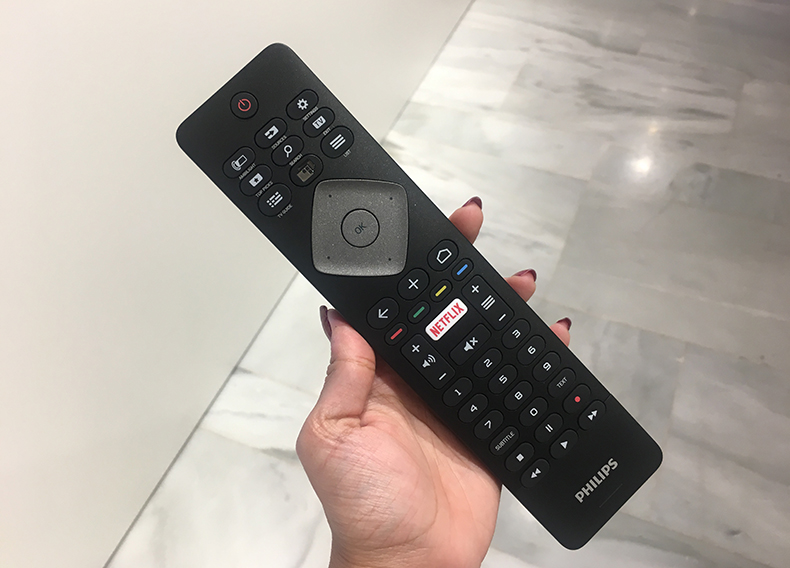 The new flatter, lighter remote control (with a QWERTY keyboard on the other side) will come with select LCD 4K models.