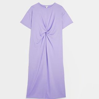 Lavender knot front t-shirt dress