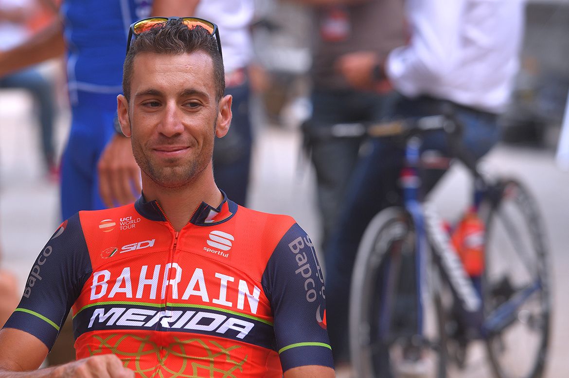 Former winner Vincenzo Nibali in relaxed mood at the teams presentation