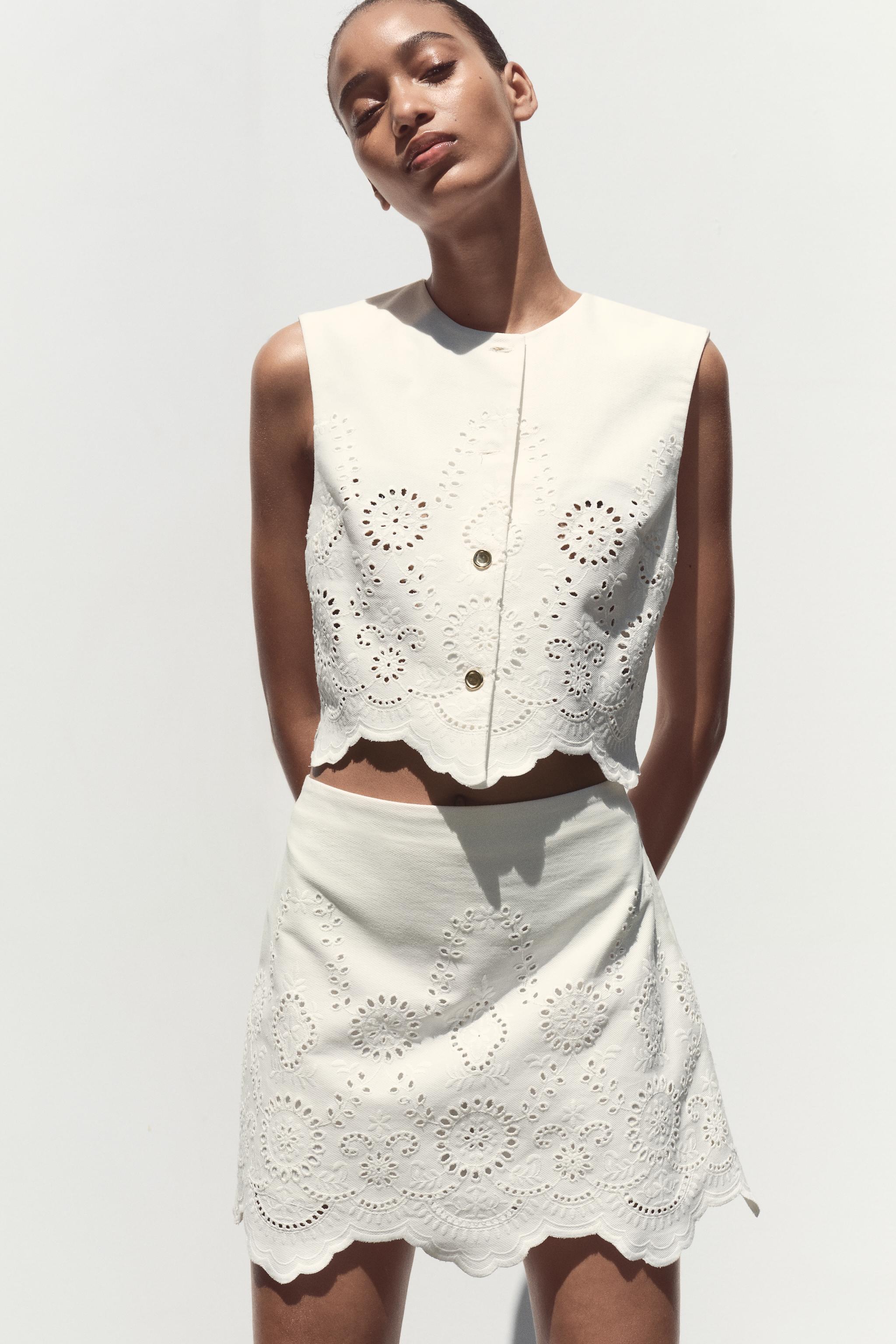 Embroidered Eyelet Vest Top