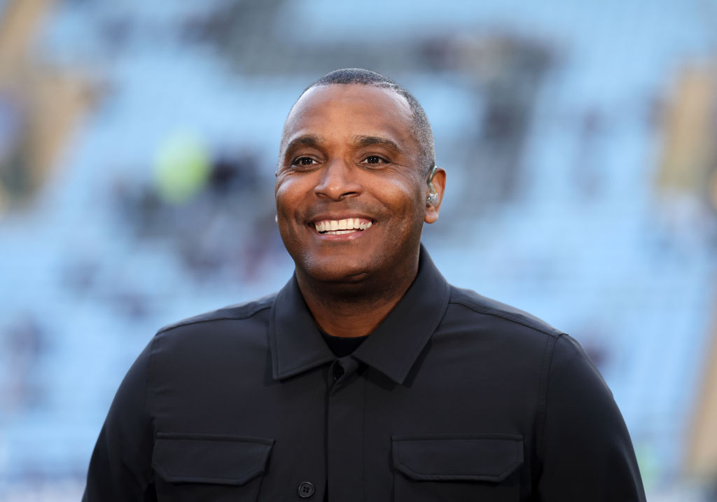 BBC Euro 2024 Clinton Morrison, pundit for Sky Sports television ahead of the Sky Bet Championship match between Coventry City and Ipswich Town at The Coventry Building Society Arena on April 30, 2024 in Coventry, England. (Photo by Catherine Ivill - AMA/Getty Images)