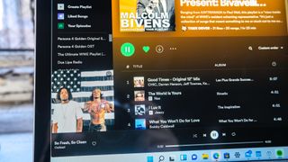 The Microsoft Surface Go 3 running Spotify playing OutKast