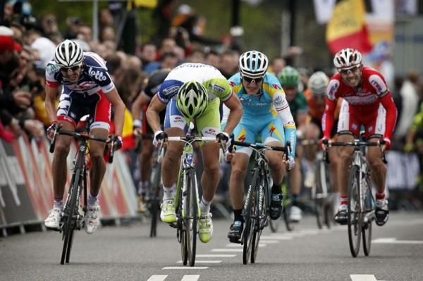 The sprint to decide the winner of Amstel Gold Race
