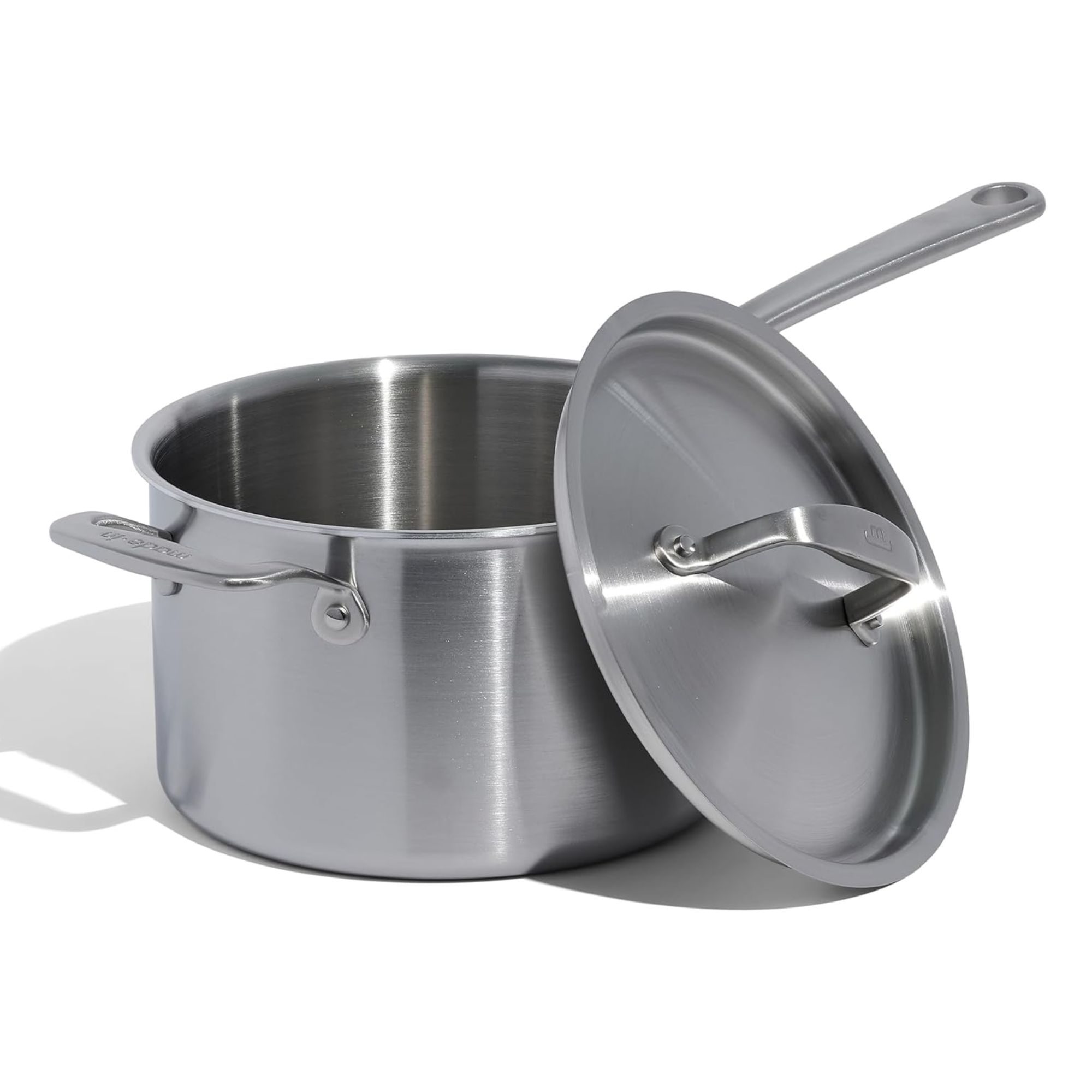 Stainless steel saucepan with lid