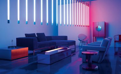 Neon lights in living room