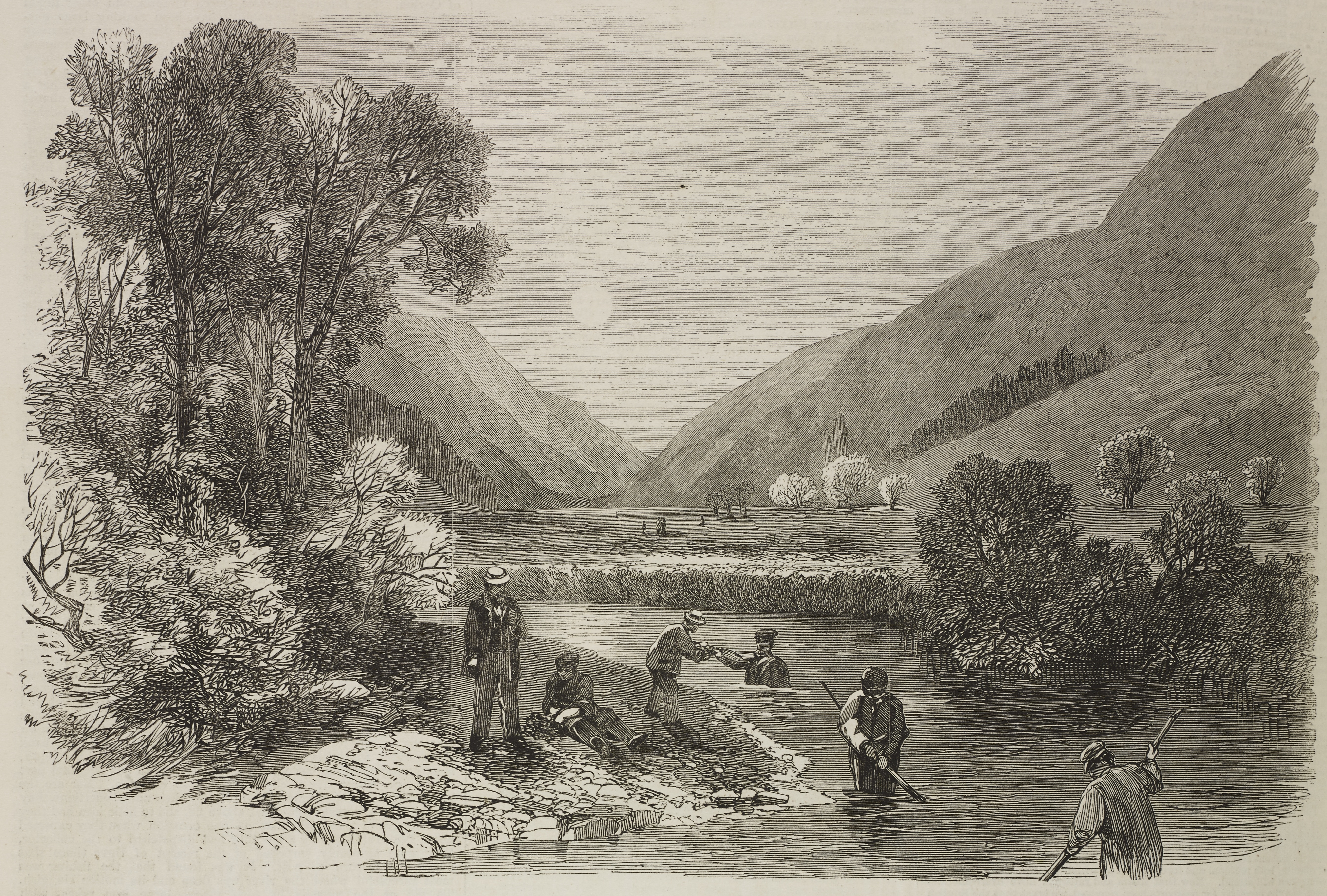 Illustration of a Scottish pearl fishery,