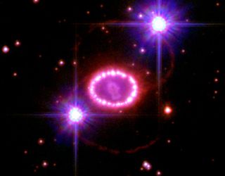supernova 1987A encircled by a glowing ring of gas