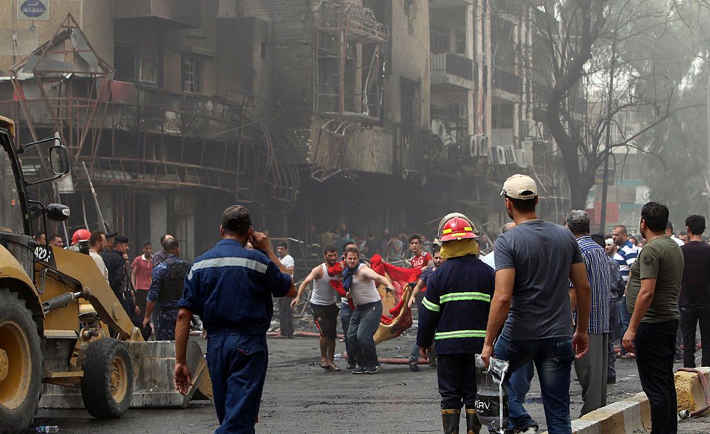 The aftermath of an ISIS bombing in Baghdad July 3, 2016