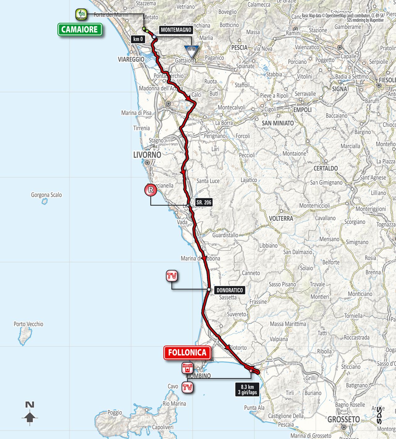 Tirreno-Adriatico stage 2: Camaiore-Follonica