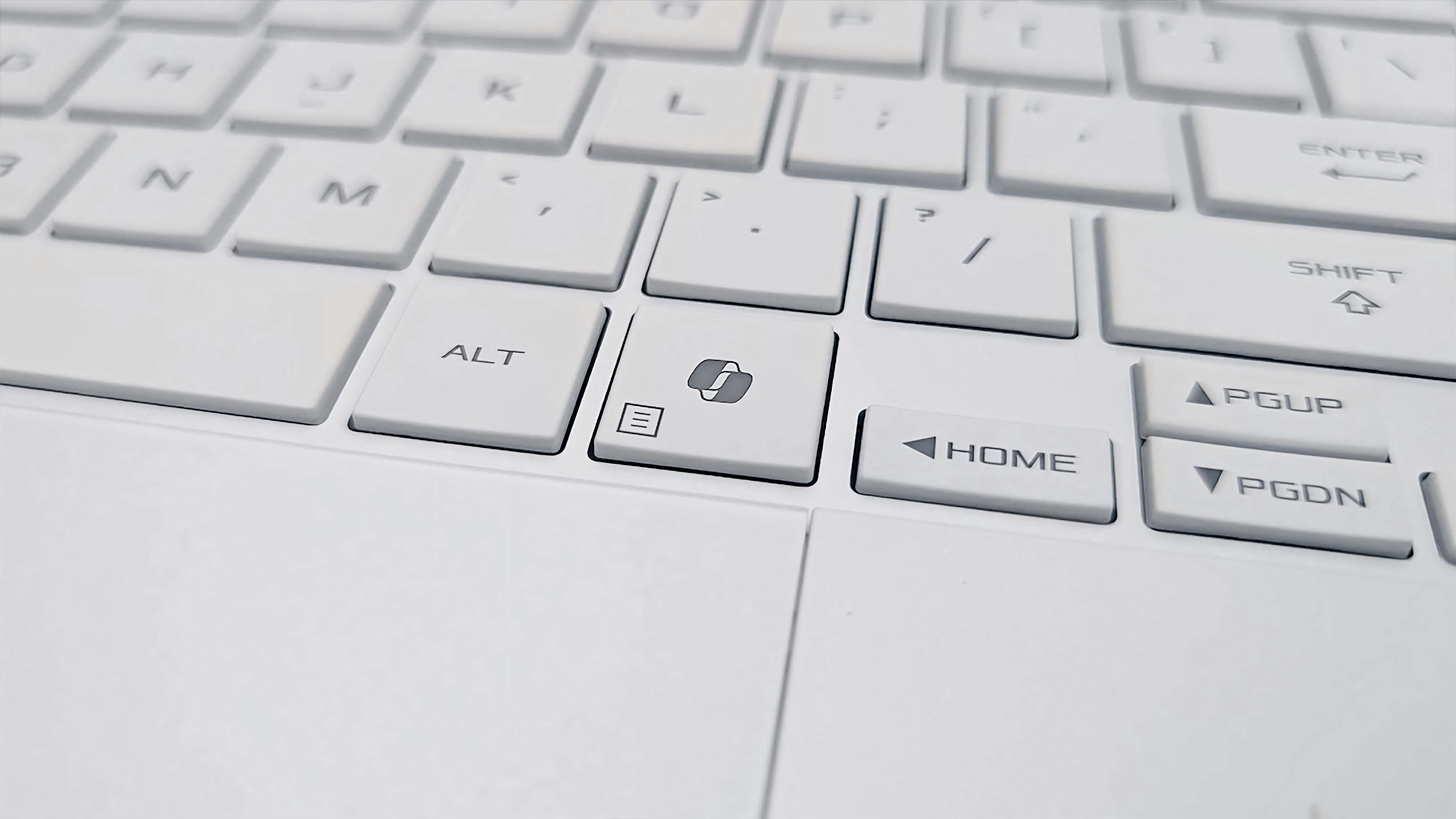 Closeup shot of the Copilot button on the ASUS ROG Zephyrus G16 (GU605C, 2025).