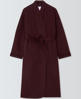 John Lewis Wrap Double Front Coat, Burgundy