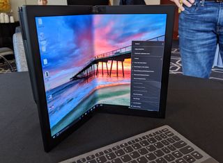 The ThinkPad X1 foldable PC concept features a 13-inch OLED display.