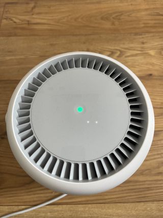 Molekule Air Mini+ touch control panel on top of air purifier