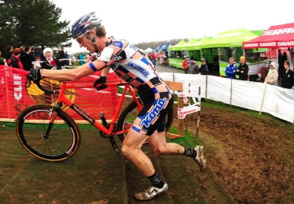 Barry Wicks (Kona) taking the steps two at time.