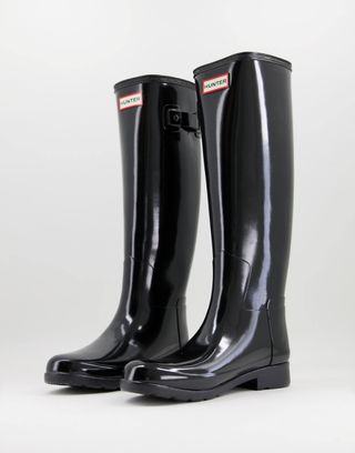 Hunter Original Refined Tall Wellington Boots in Black Gloss