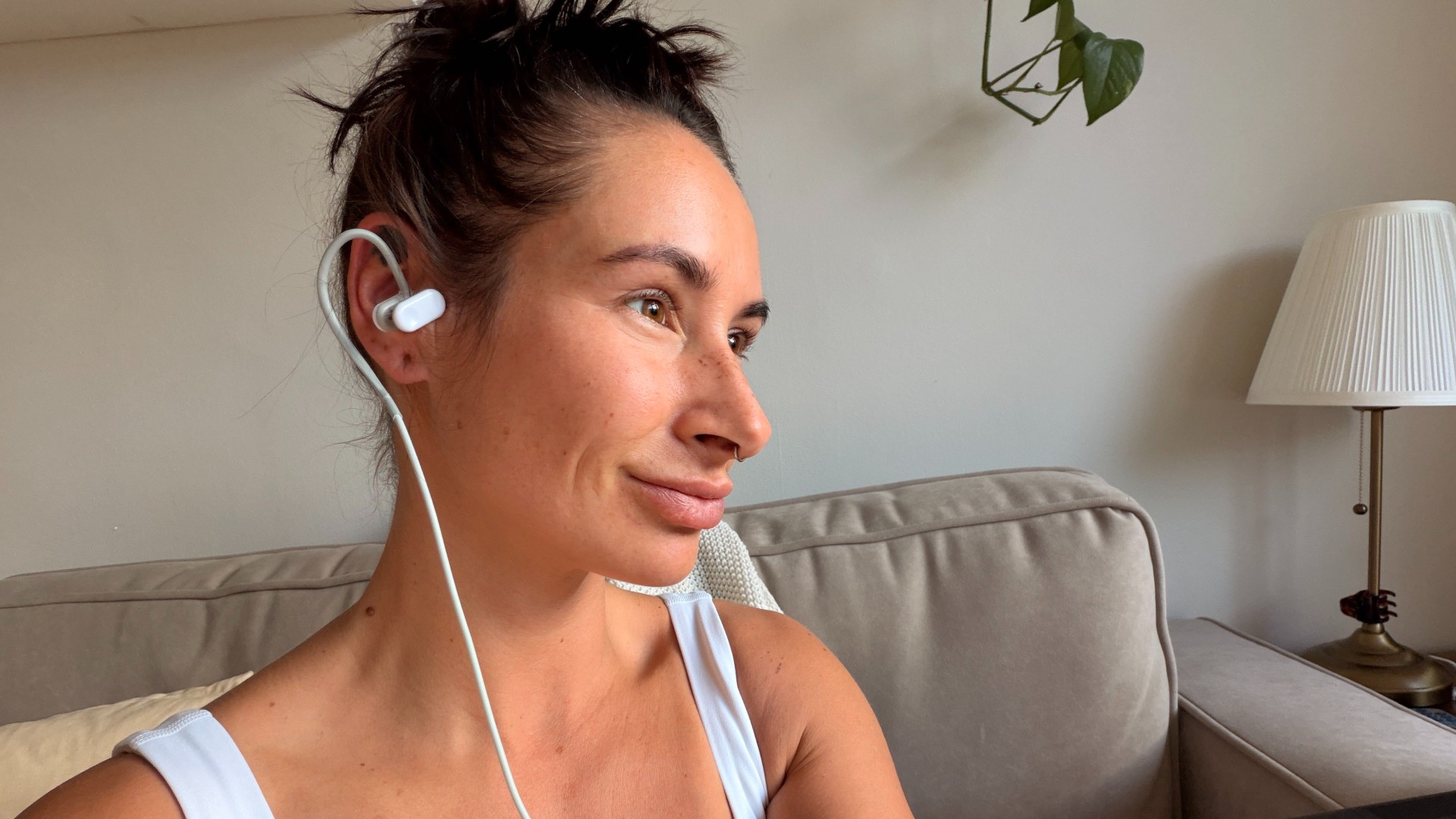 Sam wearing the NuroPod vagus nerve stimulator