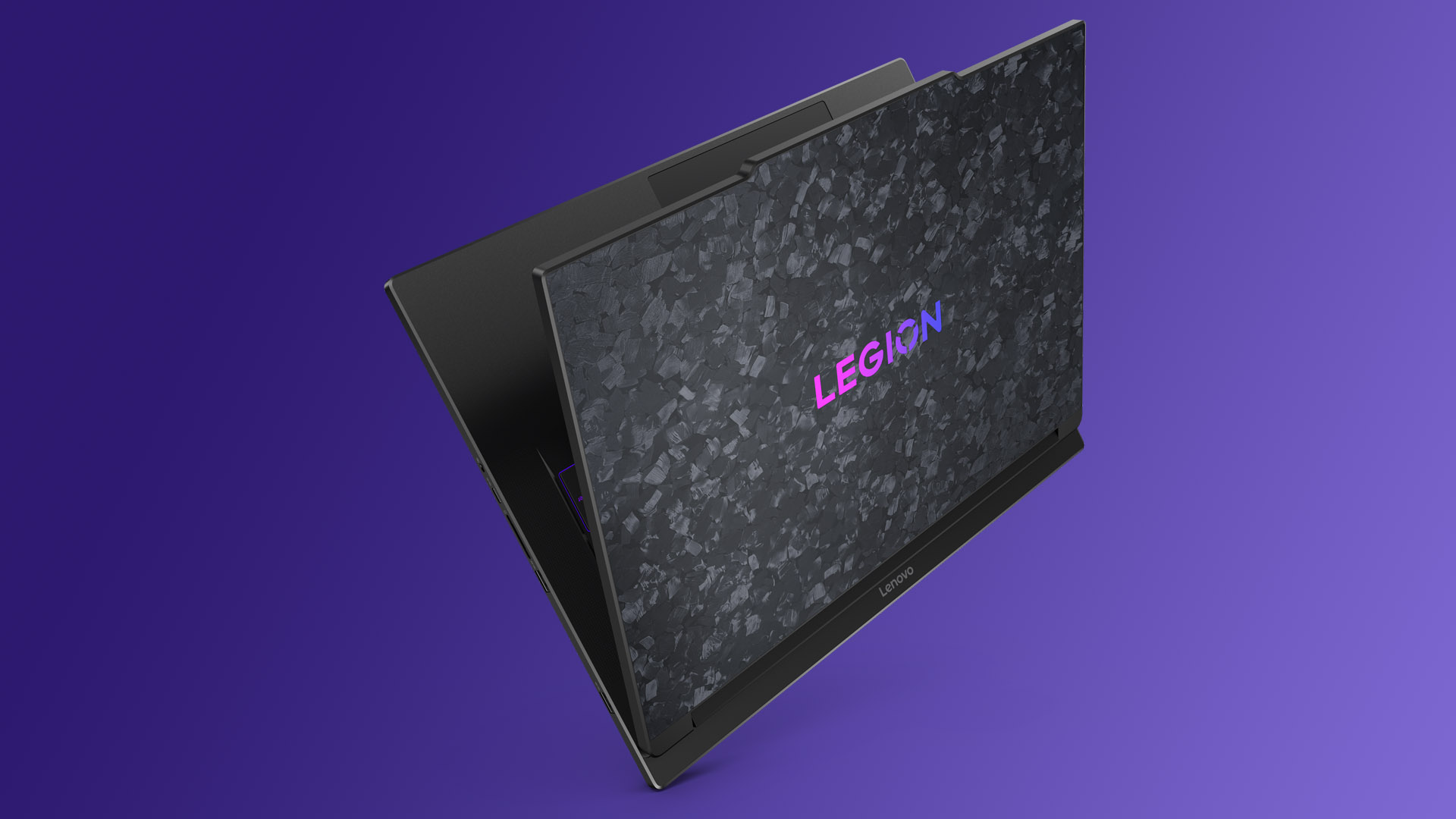 Lenovo Legion 9i Gen 10 gaming laptop on a purple gradient background.