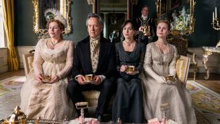 Anne and the Elliot family visiting in Bath in Netflix's Persuasion.