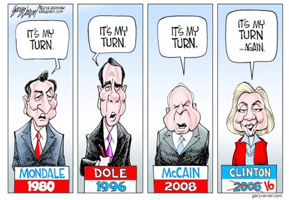 Political cartoon U.S. 2016 election Hillary Clinton