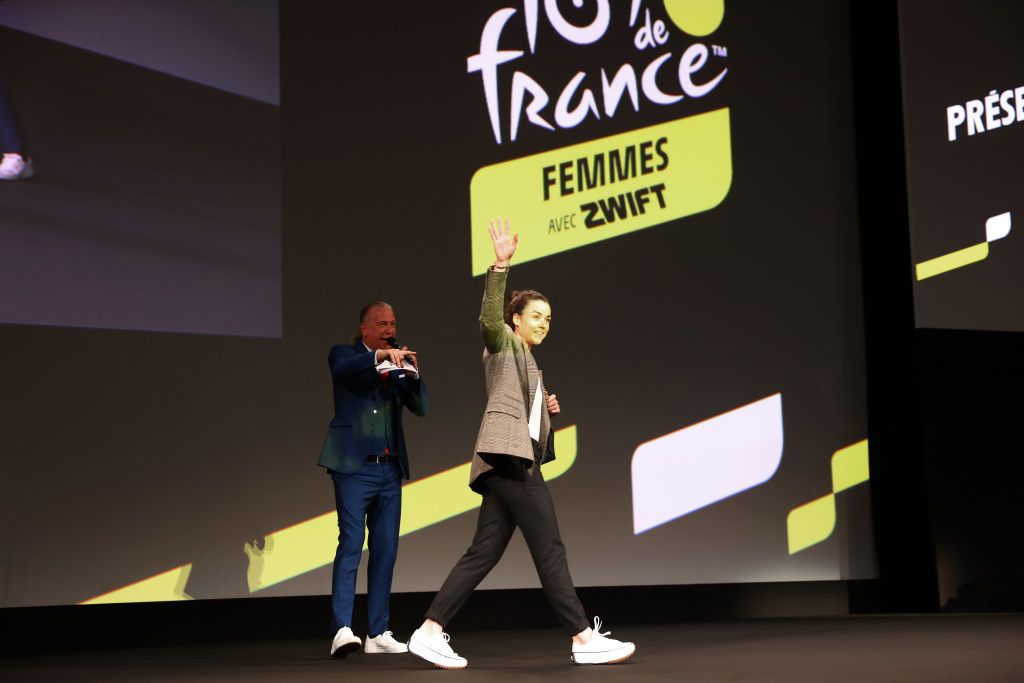 PARIS FRANCE OCTOBER 29 Audrey Cordon Ragot of France and Team Human Powered Health during the 112th Tour de France 2025 4th Tour de France Femmes 2025 Route Presentation UCIWT UCIWWT on October 29 2024 in Paris France Photo by Rhode Van ElsenGetty Images