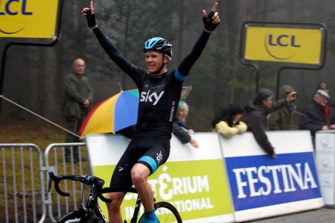Chris Froome (Sky) celebrates his stage win