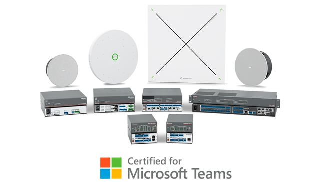 The new Extron and Sennheiser products certified by Microsoft Teams. 