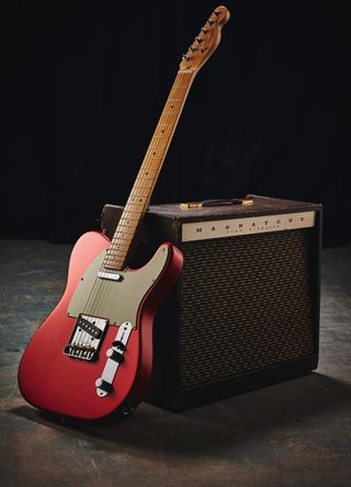 Fender American Professional Telecaster in Candy Apple Red and early 60s Magnatone model 410 amplifier
