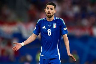Jorginho (Jorge Luiz Frello Filho) of Italy reacts during the UEFA EURO 2024 group stage football match between Croatia and Italy. The match ended 1-1 tie.