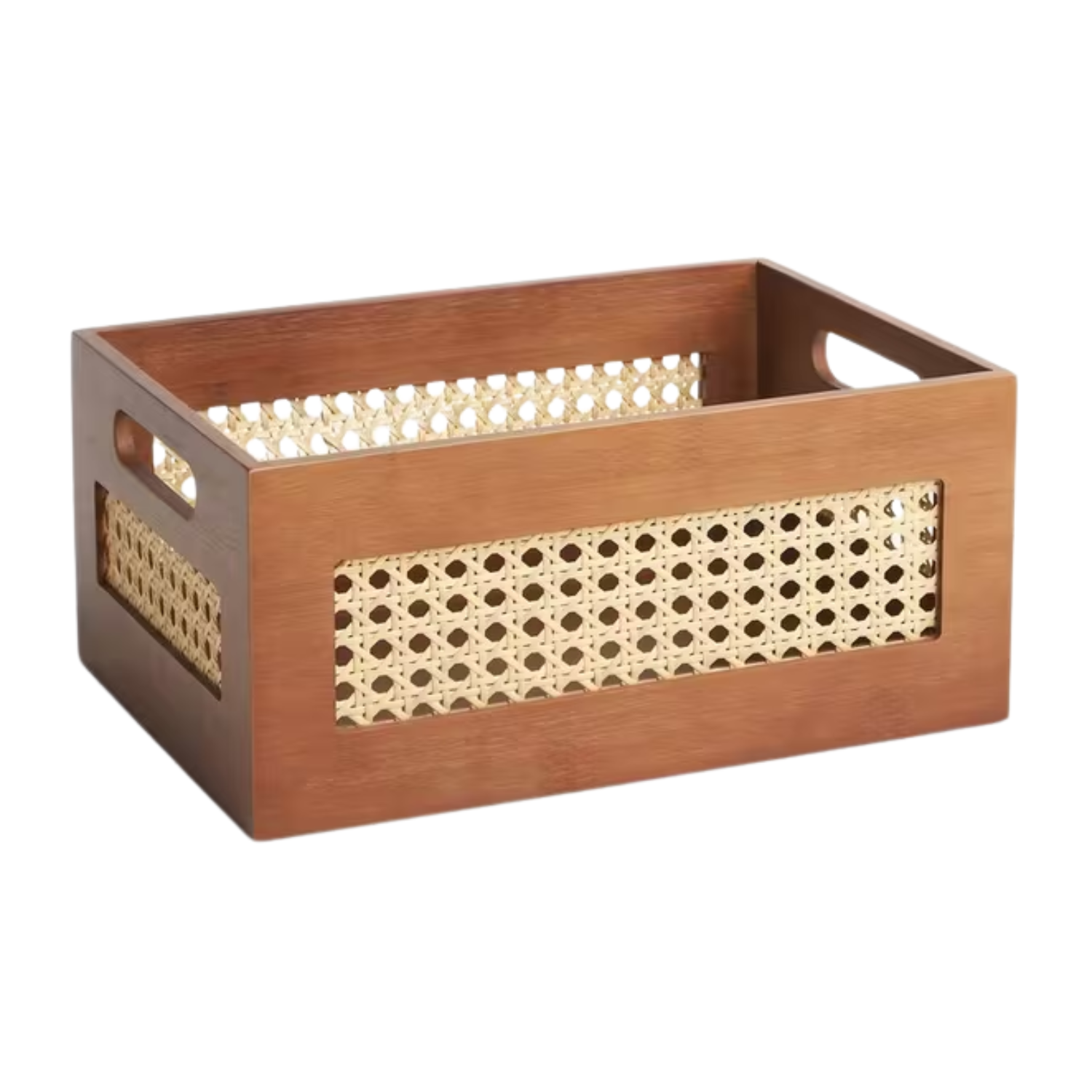 A Poly Rattan and Bamboo Open Top Storage Box from John Lewis