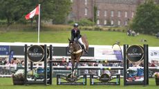 Laura Collett (GBR) riding LONDON 52 during the show jumping phase of the CCI 4* - S at Scone Palace International Horse Trials, which is being held in the Scone Palace Parklands near Perth in Perth and Kinross in Scotland between 21-24 August 2025