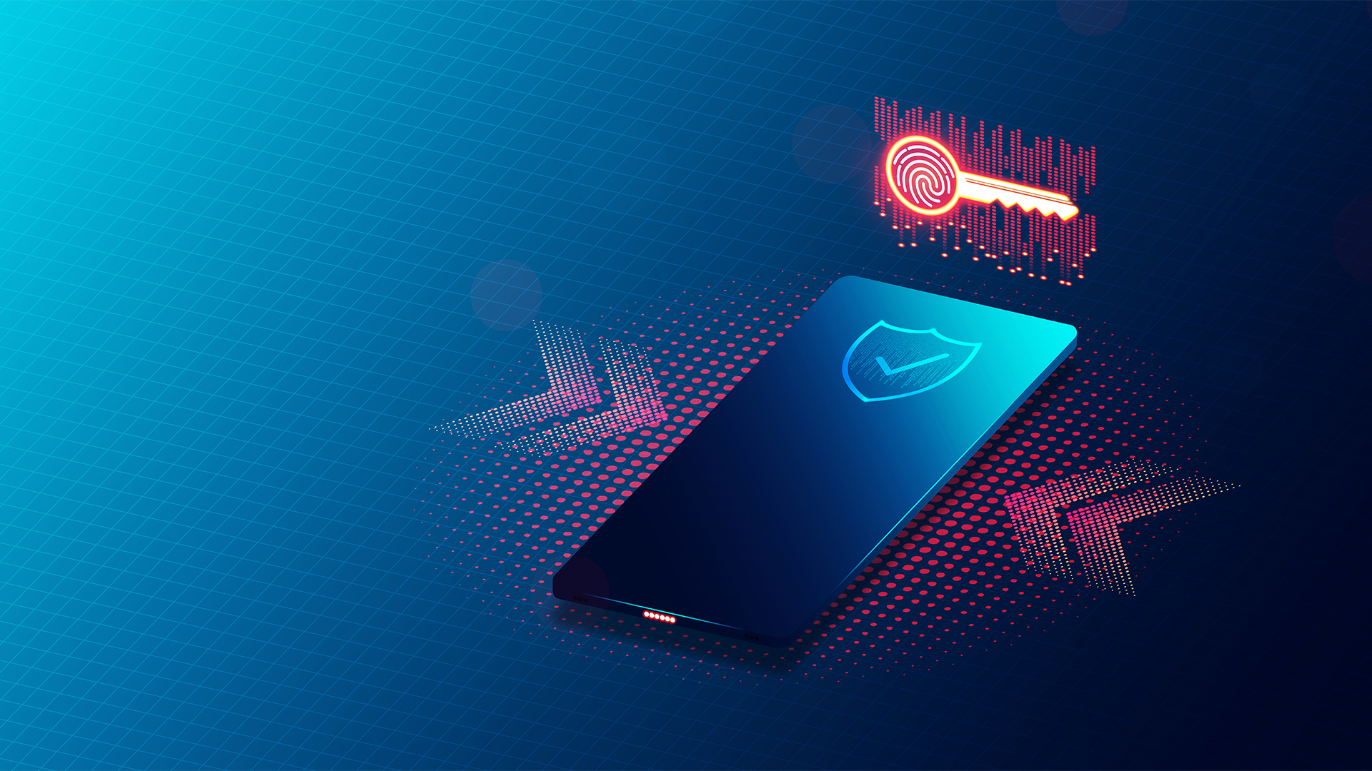 Smartphone with authentication icon on screen with passkey hovering above.