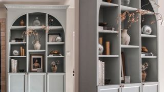 arched shelving units from an IKEA BILLY bookcase hack