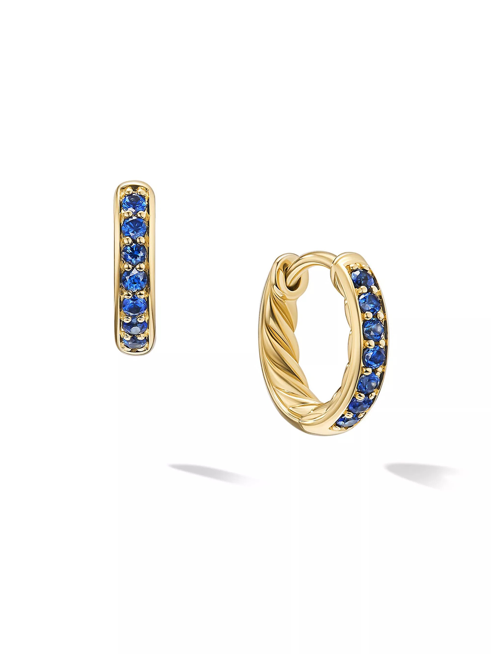Petite Pavé Huggie Hoop Earrings in 18k Yellow Gold