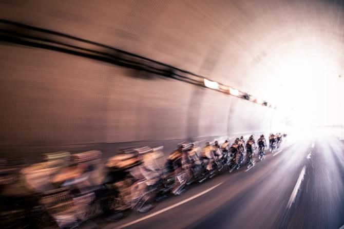 Heading through a tunnel along the route.