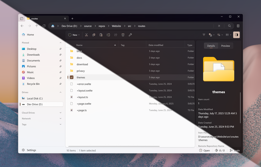 Files file manager dark and light themes
