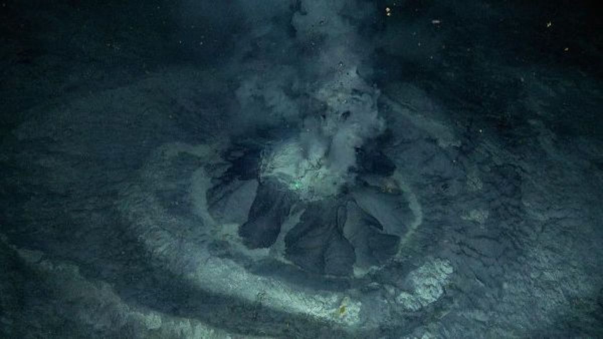 Scientists discover giant crater from ice age explosion that has methane-spewing mud volcano inside it