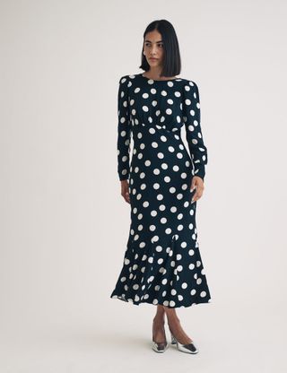 Black Polka Dot Sally Midi Dress