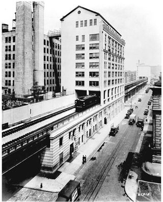 Black & white image before the High line on West 17th Street, looking north, in 1934