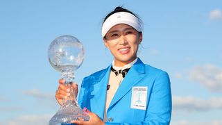 Amy Yang with the CME Globe trophy after her 2023 victory