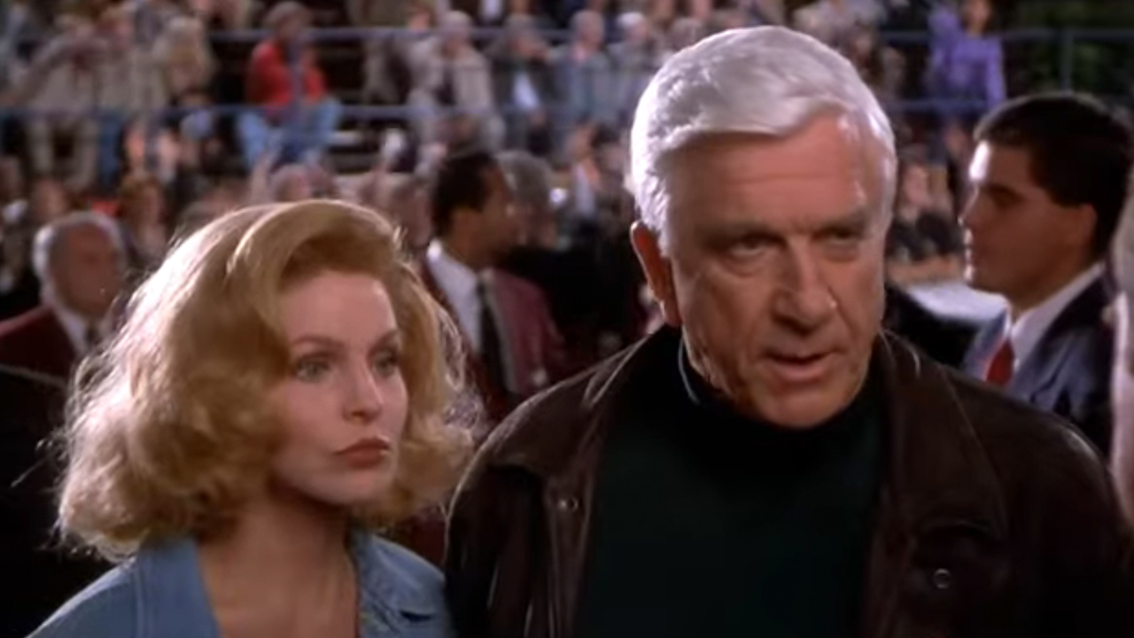 Priscilla Presley and Leslie Nielson in Naked Gun 33 1/3: The Final Insult