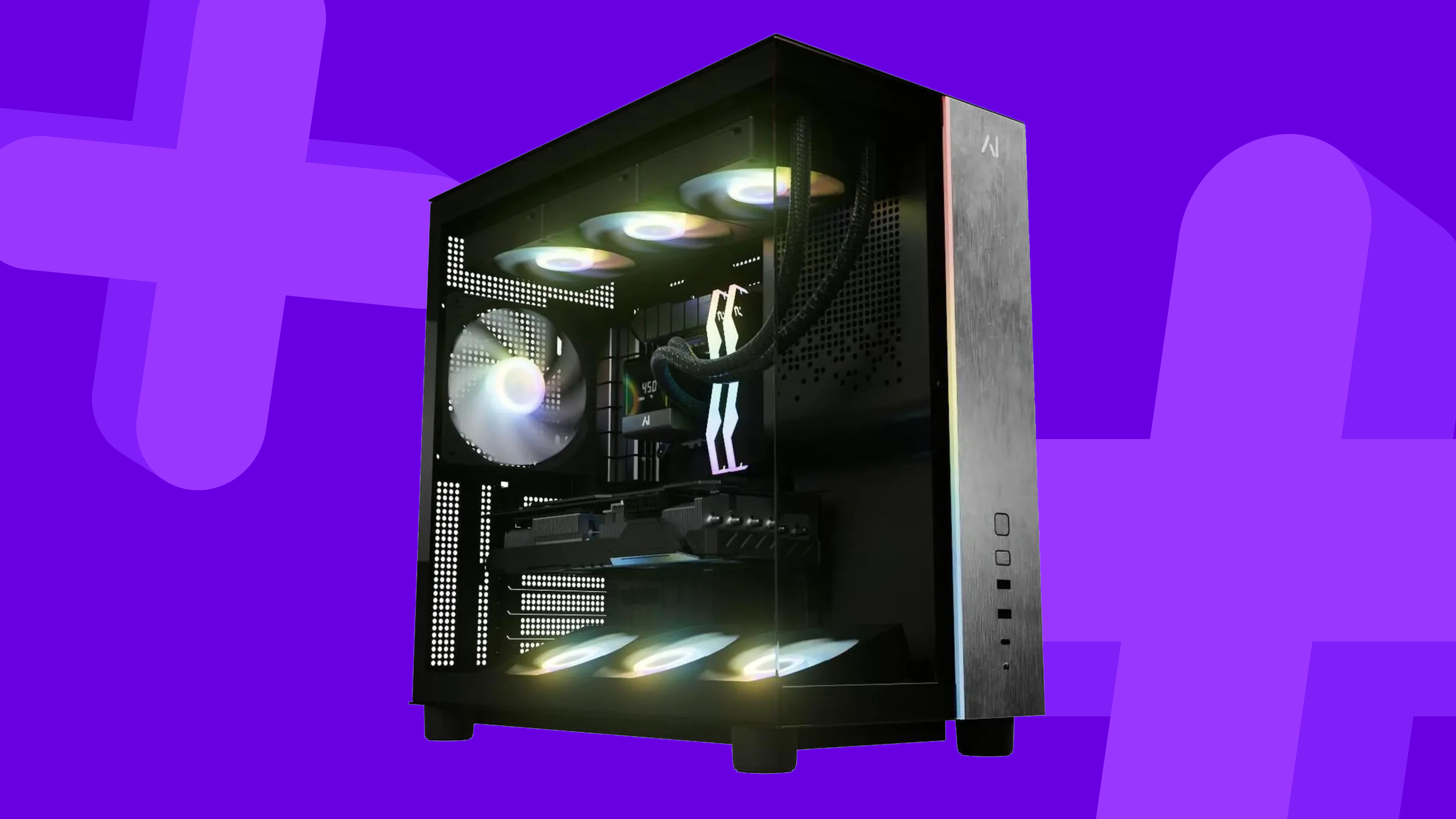 Andromeda Insights gaming PC on a purple background