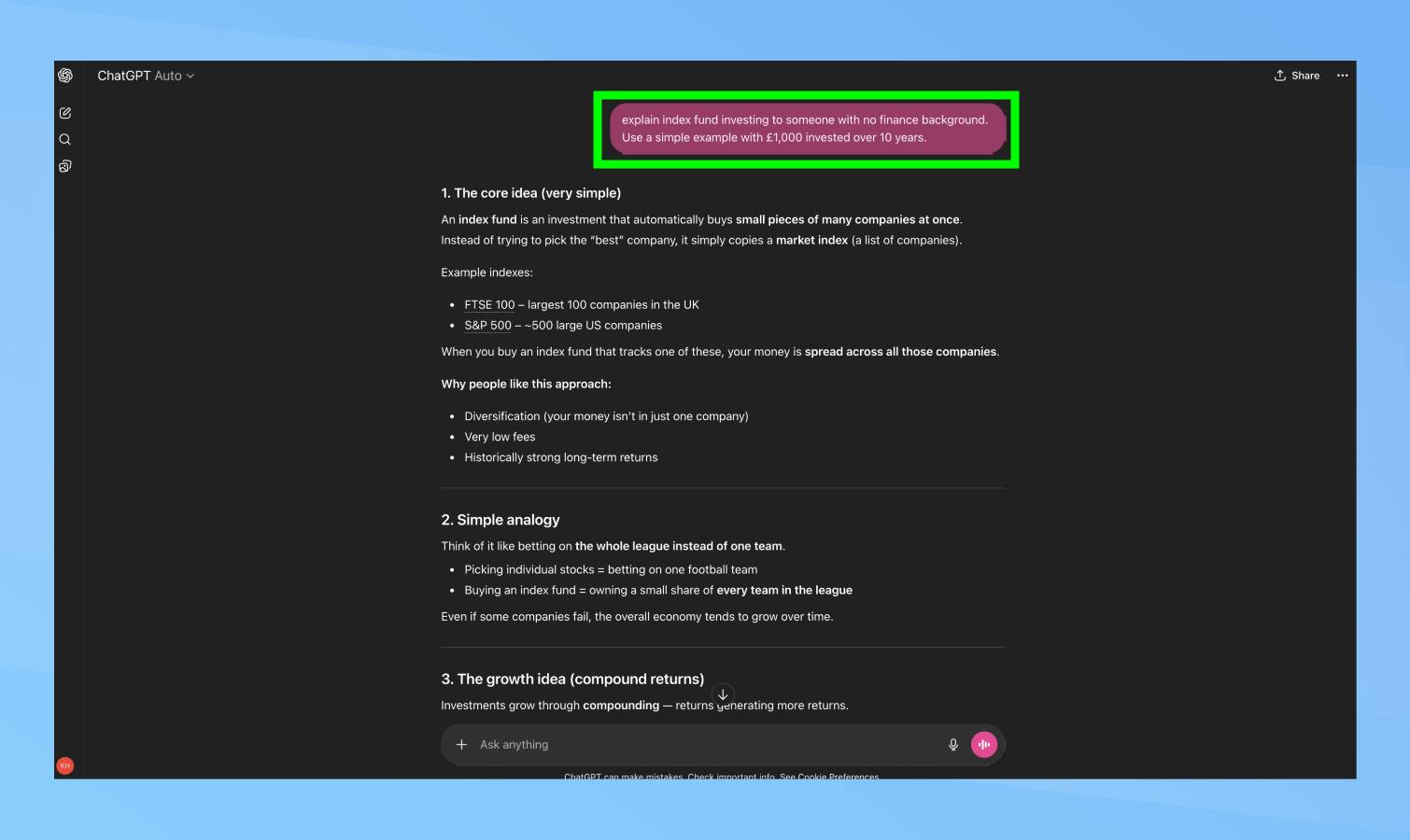 Detailed prompt in ChatGPT