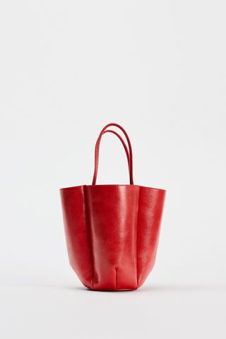 Red Leather Mini Bucket Bag