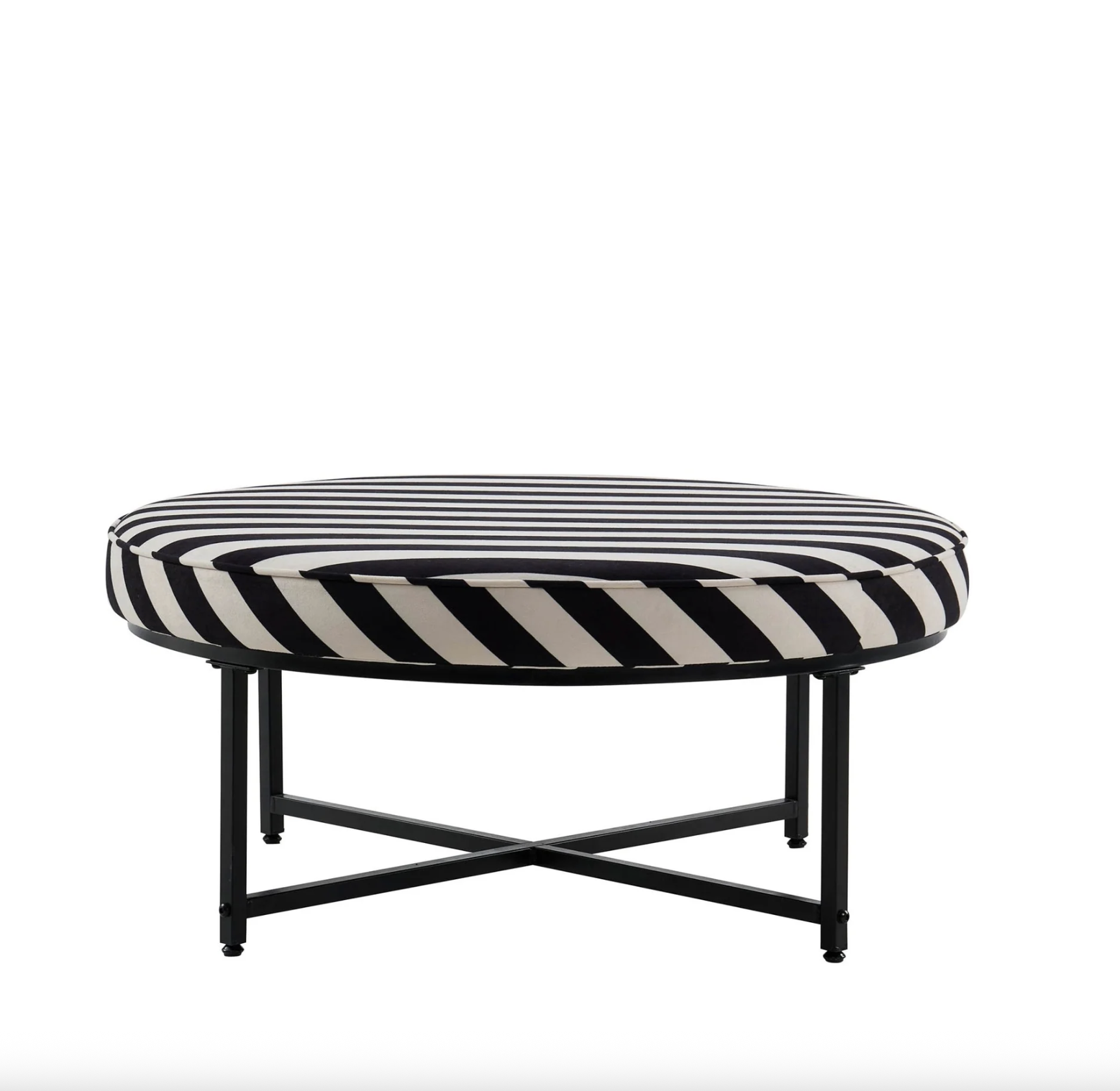 Northwich Black Metal Frame Pouffe - Mono Stripe